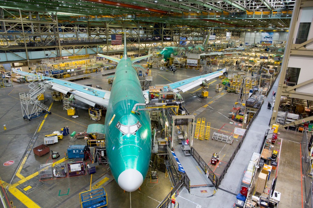 Boeing aircraft being worked on