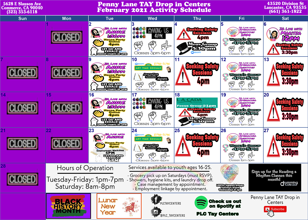 Penny Lane Activity Calendar