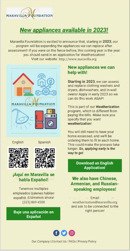 Maravilla flyer weatherization program