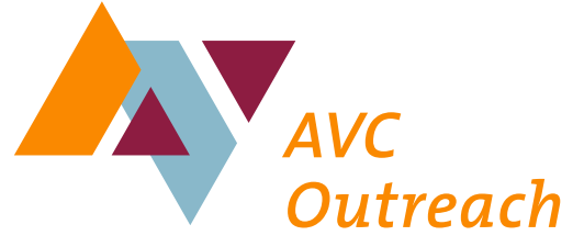 AVC Outreach text in orange font with AVC logo