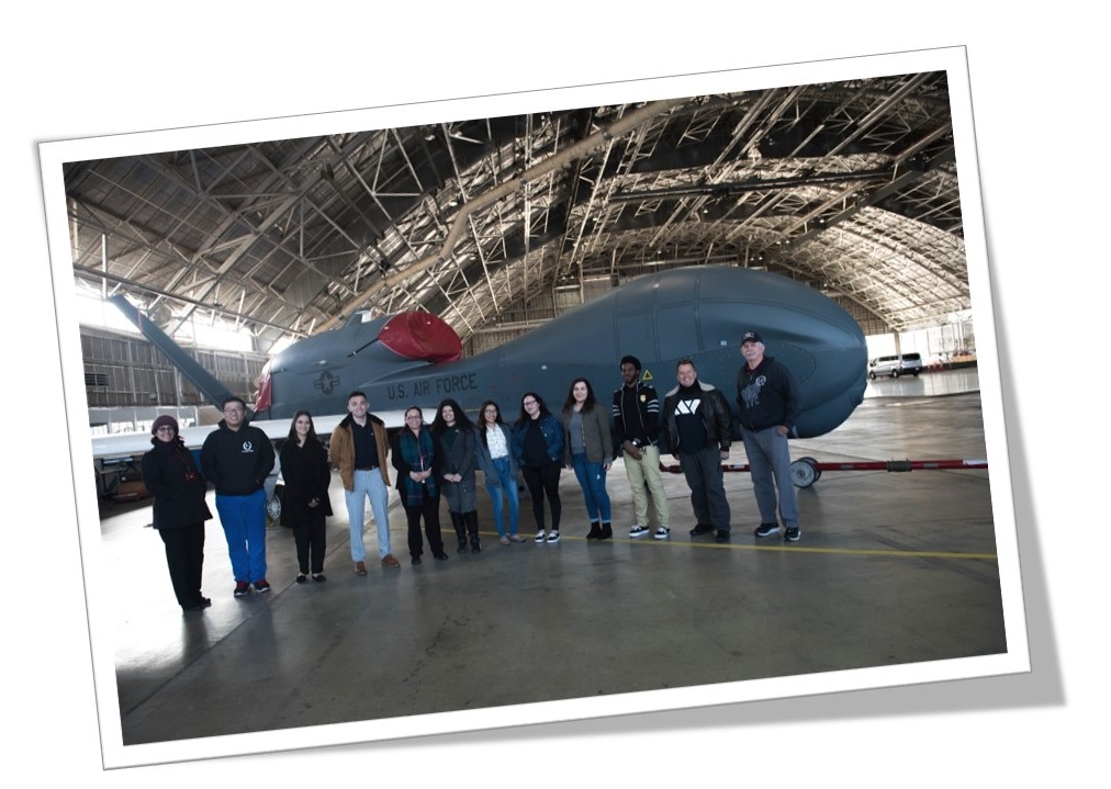 group picture in front of plane at edwards airforce base