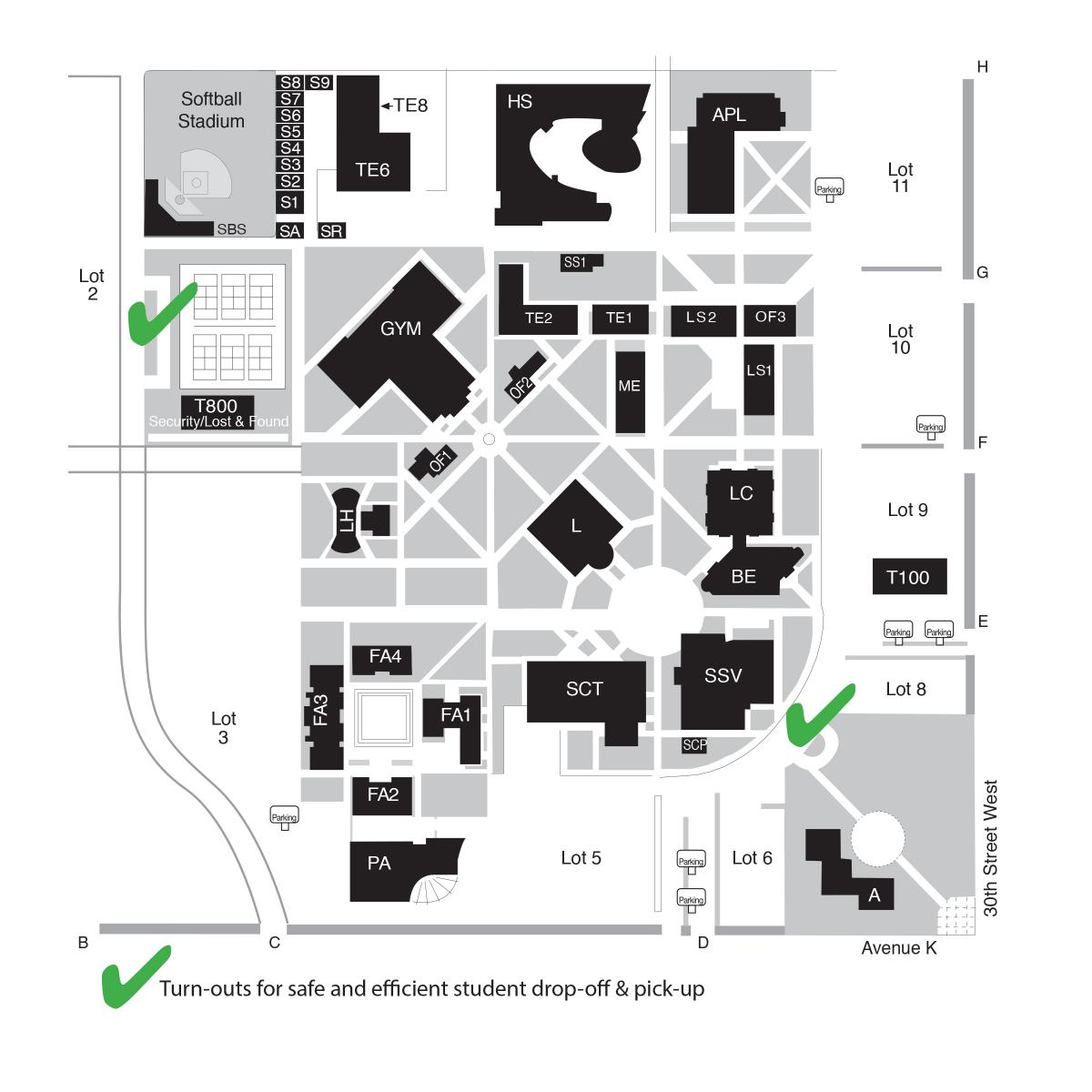 Antelope Valley College Campus Map Lancaster Campus Loading Zones | Antelope Valley College