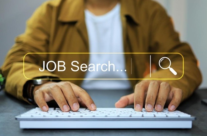Student searching for jobs online