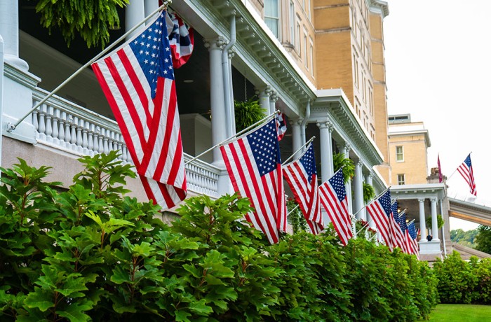 American Flags Hanging High