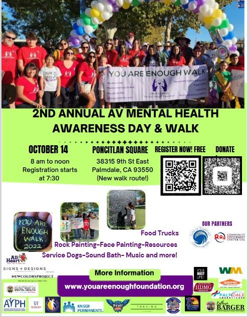 2nd Annual AV Mental Health Awareness Day & Walk - You Are Enough Foundation