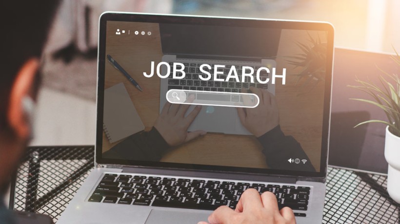 Student searching for a job online