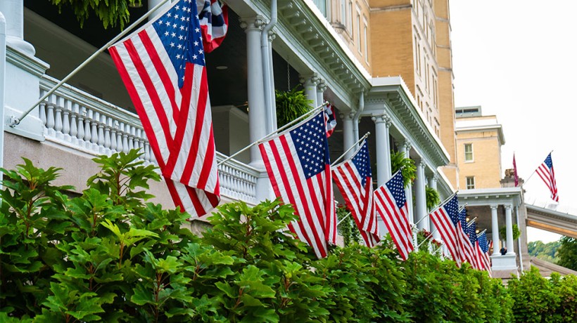 American Flags Hanging High