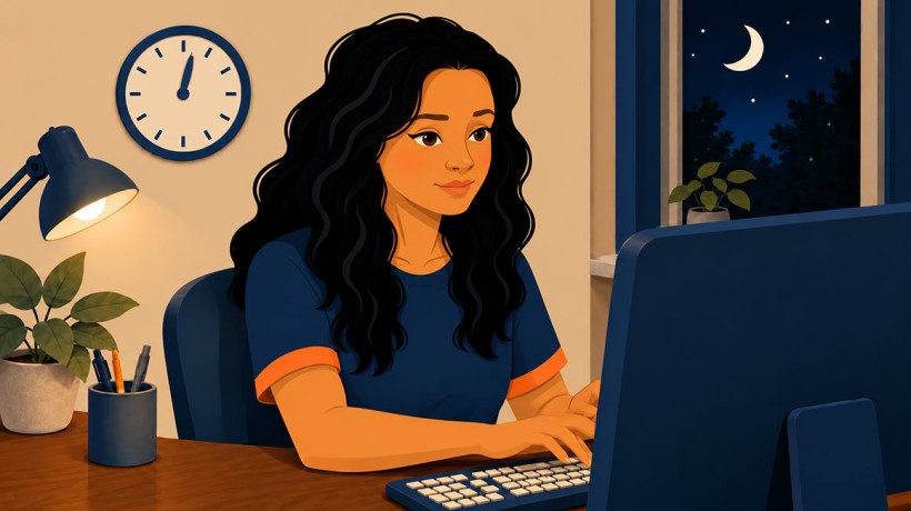 Cozy Nighttime Workspace Illustration