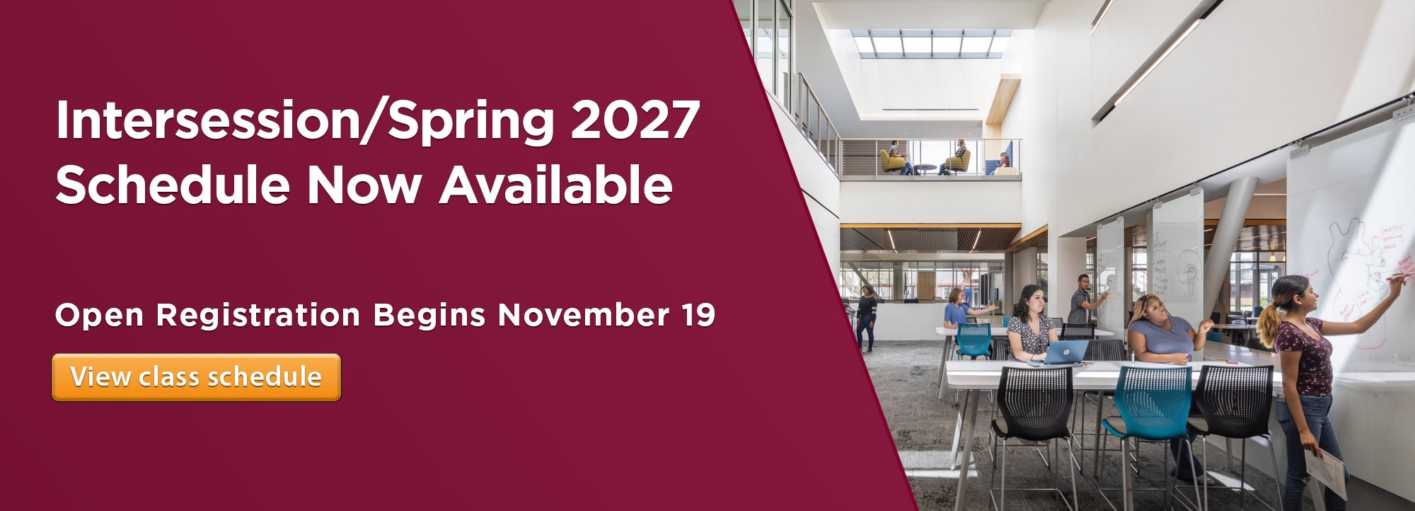 Intersession/Spring 2027 Schedule Now Available. Open Registration Begins November 19.