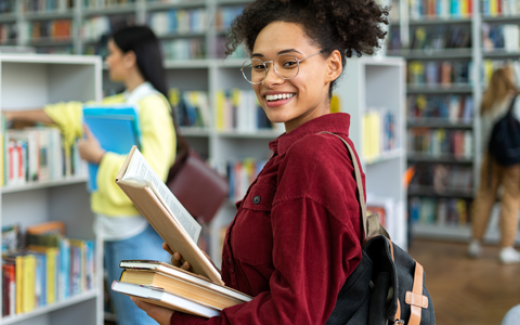 Student in Library