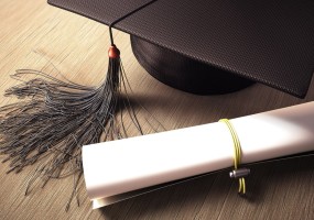 Graduation cap and diploma