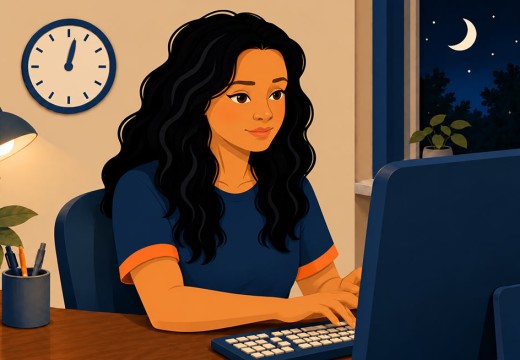 Cozy Nighttime Workspace Illustration