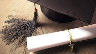 Graduation cap and diploma